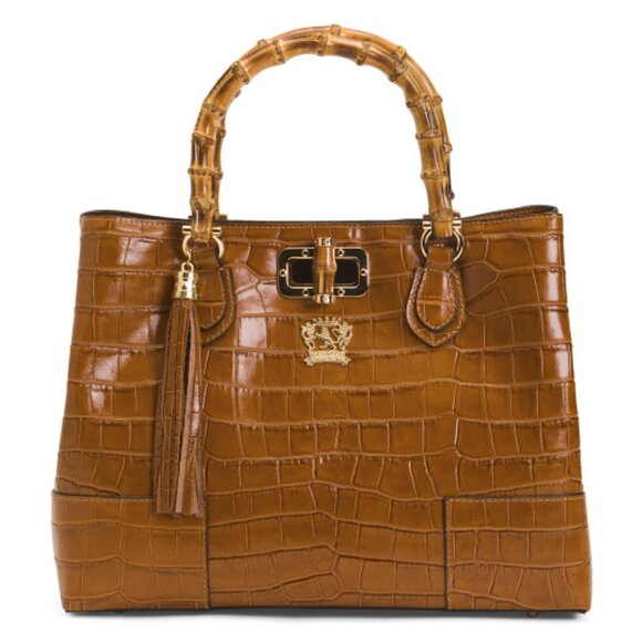 PRATESI Made In Italy Leather Triple Compartment Satchel - Picture 1 of 3